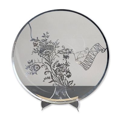 Silver City Glass Company Style Sterling Silver Overlay Anniversary Plate
