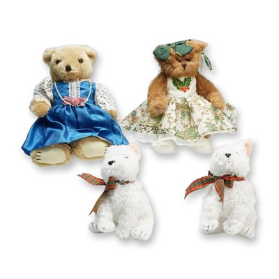 4pc Plush Bear and Terrier Toy Collection