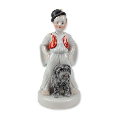 Herend Hungarian Porcelain Folk Boy and Puli Dog Figurine