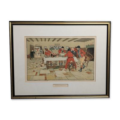 Cecil Aldin (British, 1870-1935) Color Lithograph, The Hunt Breakfast