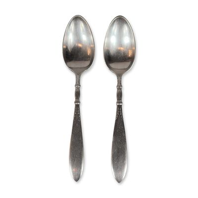 2pc 1847 Rogers Bros Queen Anne Silver-Plated Spoons