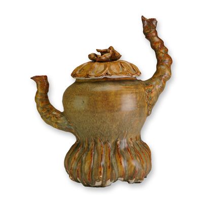 Contemporary Studio Pottery Sculptural Teapot with Organic Glaze