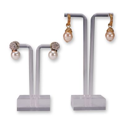 2 Pair Rhinestone and Faux Pearl Earrings