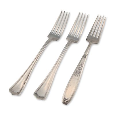 Three 1847 Rogers Bros and William Rogers Silver Plate Forks