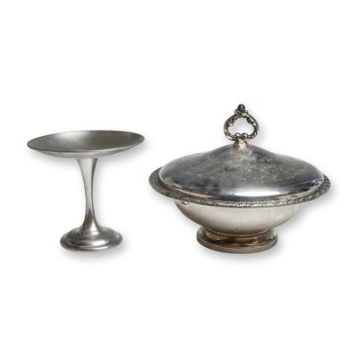 2pc Oneida and B.M. Mounts Silverplated Serving Dish with Stand