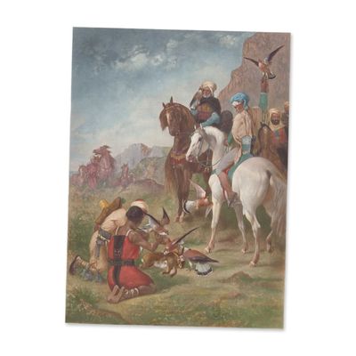 Eugene Fromentin Chromolithograph Falcon Hunt in Algeria