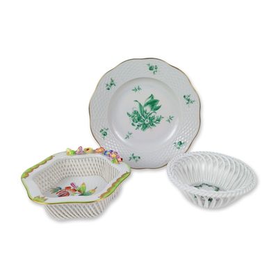 3pc Herend Hungary Porcelain Tableware