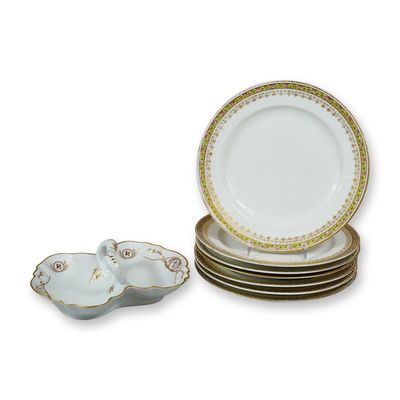 8pc Theodore Haviland Limoges Plates and Split Tray
