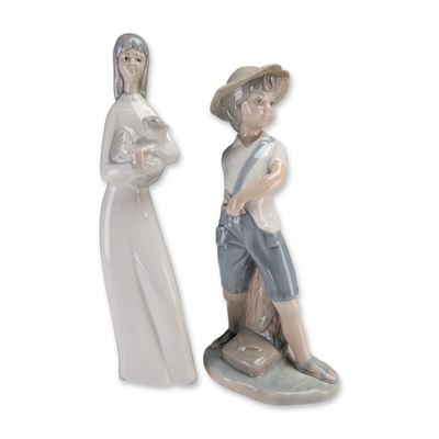 2pc Porceval & Nao by Lladro Porcelain Figurines