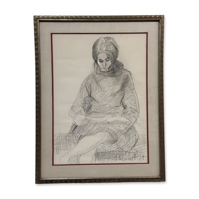 Etienne Ret (French-American, 1900-1996), Seated Woman, Graphite on Paper