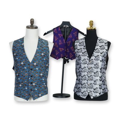 3pc Silk Patterned Vests by Nicole Miller and Tom Gilbey
