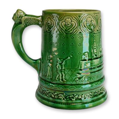 Victorian Style Majolica Royal Banquet Tankard
