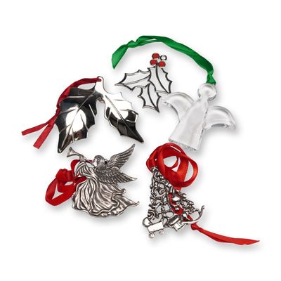 5pc Christmas Ornament Collection, Gorham, Orrefors & Restoration Hardware