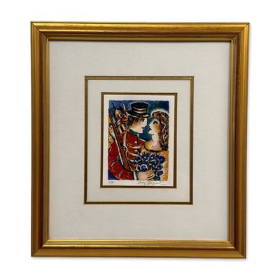 Zamy Steynovitz Hand Signed Artist Proof Serigraph Small Figures Soldier and Woman, Signed