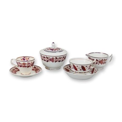 6pc Wedgwood Luster Decorated Creamware Partial Tea Service
