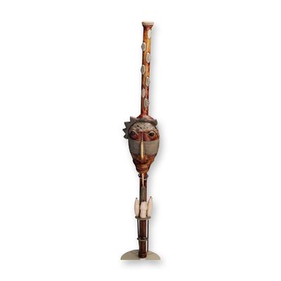 African Style Carved Wooden Staff Sculpture
