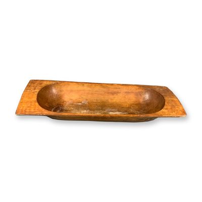Large Scale Primitive Wood Dough Bowl with Integral Handles
