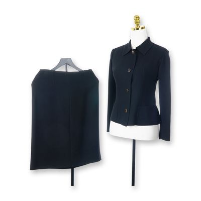 Oggi Miami Beach Black Wool Skirt Suit