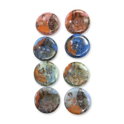 A SET OF DIVISION THREE PICTORIAL GLASS BUTTONS
