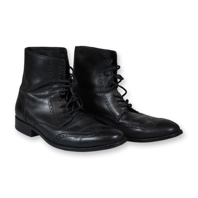 Cole Haan Nike Air Black Leather Wingtip Boots