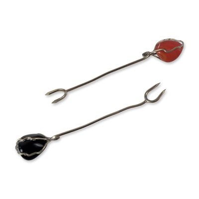 Pair of Artisan Silver-Toned Wire-Wrapped Cocktail Forks