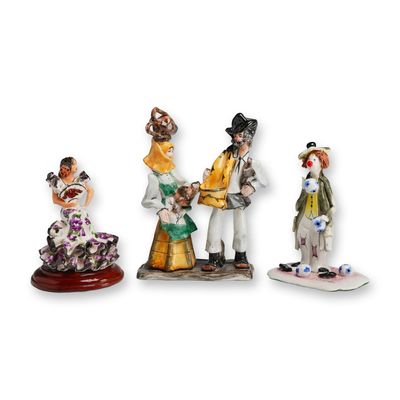 Three Hand Painted Ceramic Figurines including Stelio Mola and Zampiva