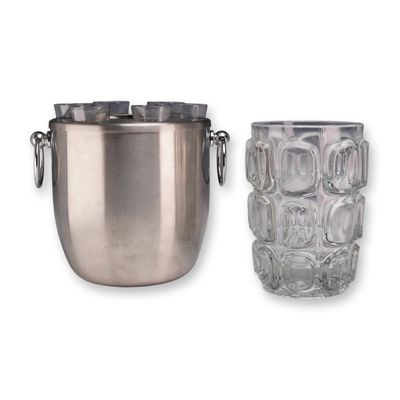 Oggi Stainless Steel Shot Chiller and Textured Glass Vessel