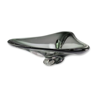 Mid-Century Modern Smoky Gray Art Glass Bowl