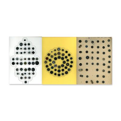3 CARDS OF ASSORTED BLACK GLASS BUTTONS