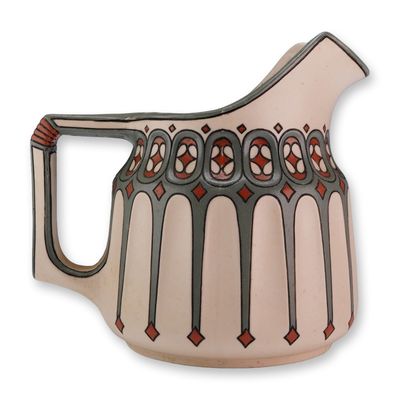 Villeroy and Boch Mettlach Jugendstil Etched Stoneware Pitcher Model 3322