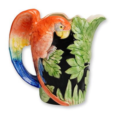 Vintage Fitz and Floyd Tropical Parrot Ceramic Pitcher