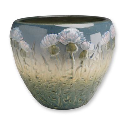 Weller Pottery Art Nouveau Blended Glaze Jardiniere, Thistle Bloom