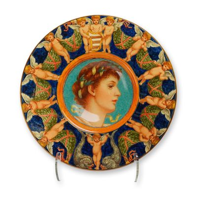 Minton by Ellen Welby (1851-1936) Earthenware Aesthetic Movement Portrait Bowl