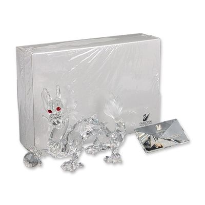3pc Swarovski Crystal SCS 1997 Annual Edition Figurine, Dragon, Title Plaque & Base
