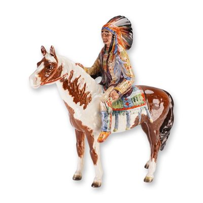 Beswick Porcelain Figurine, Mounted Indian On Horse