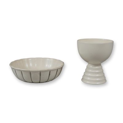 Two Wedgwood by Keith Murray Cream Earthenware Dish and Egg Cup