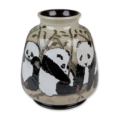 Moorcroft Pottery by Marie Penkethman Panda  Vase, The Family