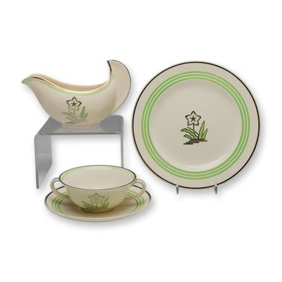 4pc Wedgwood Moonstone Art Deco Ceramic Serving Group