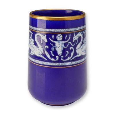 Wedgwood Cobalt Blue Gilded Vase with Dragon Motif, c. 1871