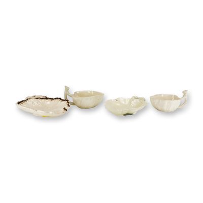 Group of Four Wedgwood Creamware Leaf-Shaped Dishes and Cups