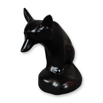 Rare Royal Doulton Black Experimental Glaze Figurine, Fox Seated
