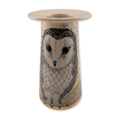 Dennis Chinaworks Sally Tuffin Ceramic Owl Motif Vase