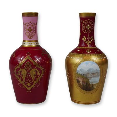 2pc Wedgwood Porcelain Small Gilded Vases