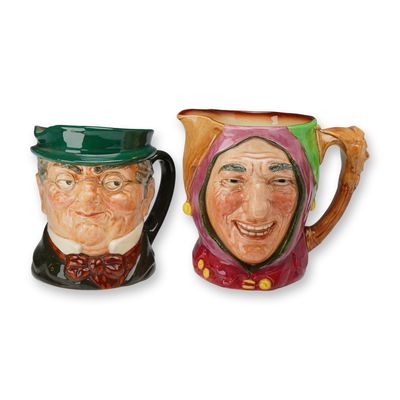 2pc Royal Doulton Large Character Jugs, Mr. Pickwick Old D6060 and Touchstone D5613