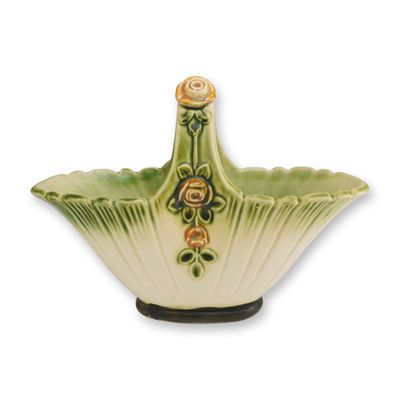 Weller Ware Pottery Floral Relief Basket, Florenza