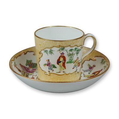 Wedgwood Early 19th Century Chinoiserie Bone China Coffee Cup and Saucer