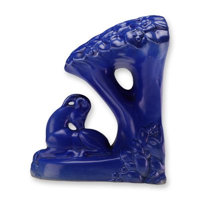 Wedgwood Art Deco Cobalt Blue Stag and Oak Tree Ceramic Bookend