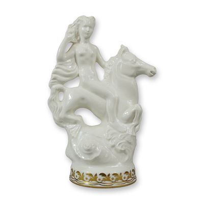 Wedgwood Glazed Creamware and Gilded Nereid on Seahorse Figurine