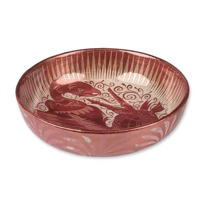 William De Morgan Fulham by Frederick Passenger Ruby Luster Vulture and Alligator Dish