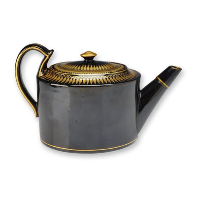 Wedgwood Black Teapot with Gilt Decoration, circa 1885